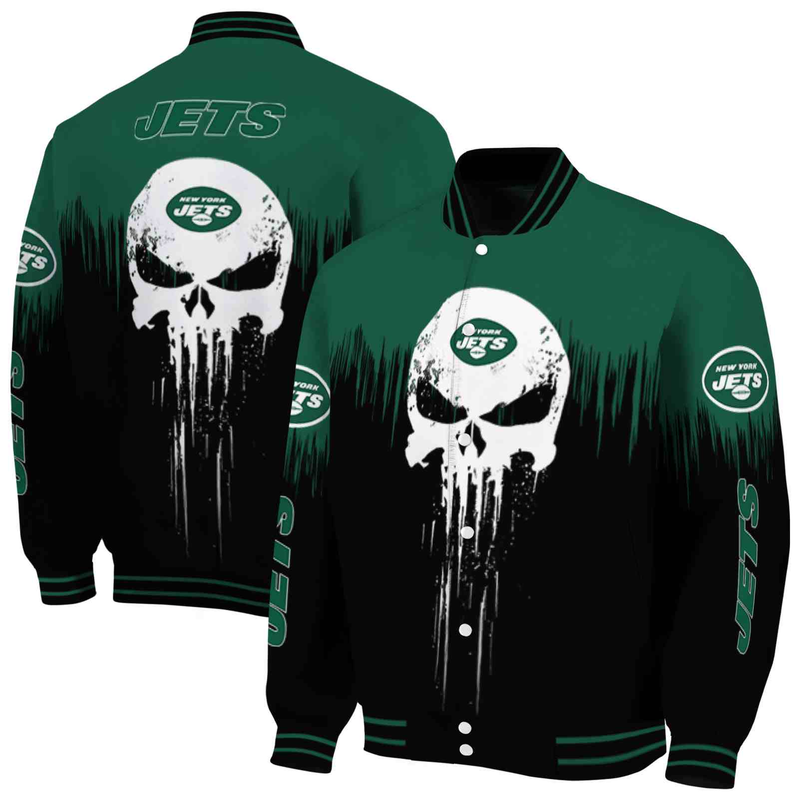 new york jets punisher skull green black white jacket fashion forward jacketwow new york jets punisher skull green black white jacket fashion forward jacketwow