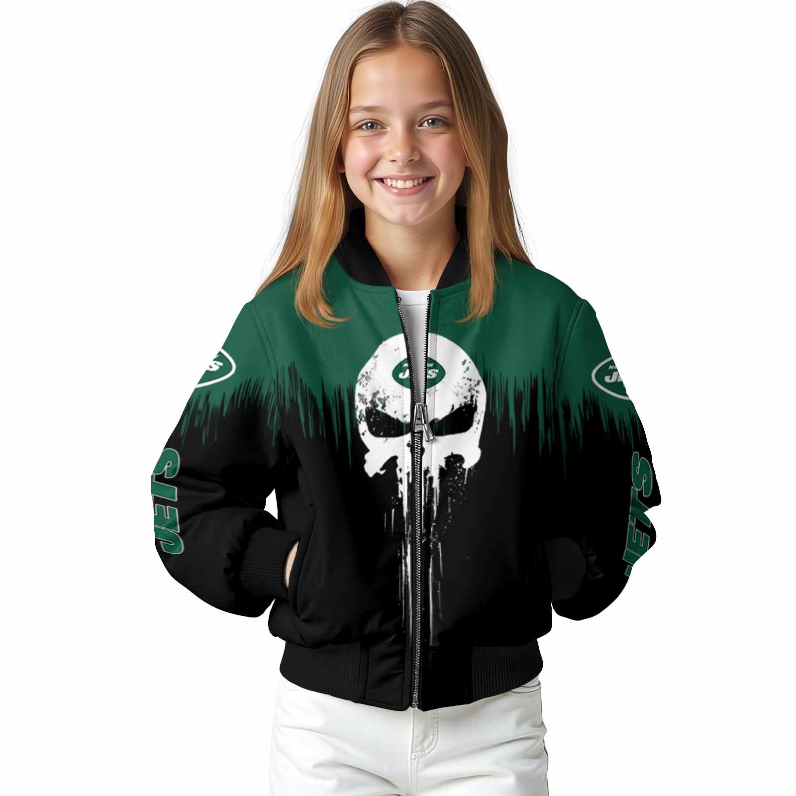 new york jets punisher skull green black white jacket top rated jacketwow new york jets punisher skull green black white jacket top rated jacketwow