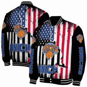 new york knicks patriotic theme black jacket fashion forward jacketwow