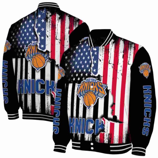 new york knicks patriotic theme black jacket fashion forward jacketwow