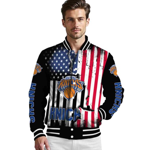 new york knicks patriotic theme black jacket high quality jacketwow