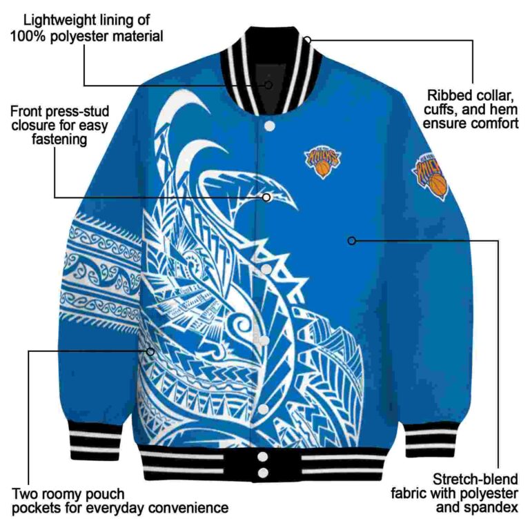 new york knicks tribal art blue white black jacket new arrival jacketwow