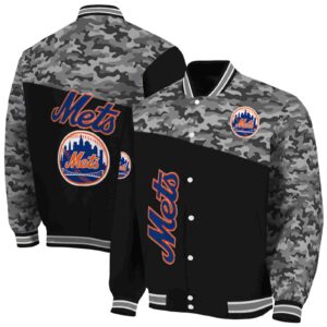 new york mets camo patchwork black jacket fashion forward jacketwow