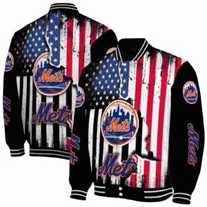 new york mets patriotic theme black jacket fashion forward jacketwow