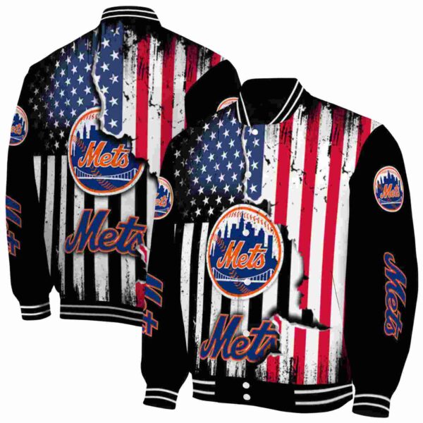 new york mets patriotic theme black jacket fashion forward jacketwow
