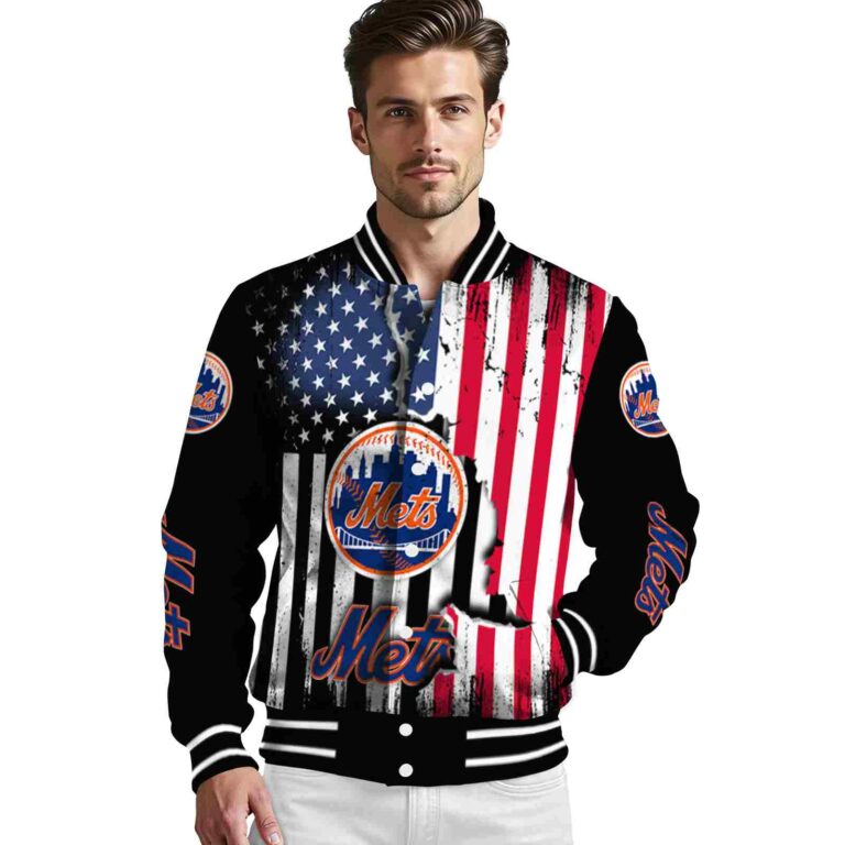 new york mets patriotic theme black jacket high quality jacketwow