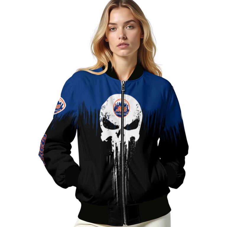 new york mets punisher skull blue black white jacket latest model jacketwow