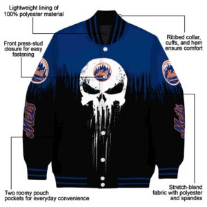 new york mets punisher skull blue black white jacket new arrival jacketwow