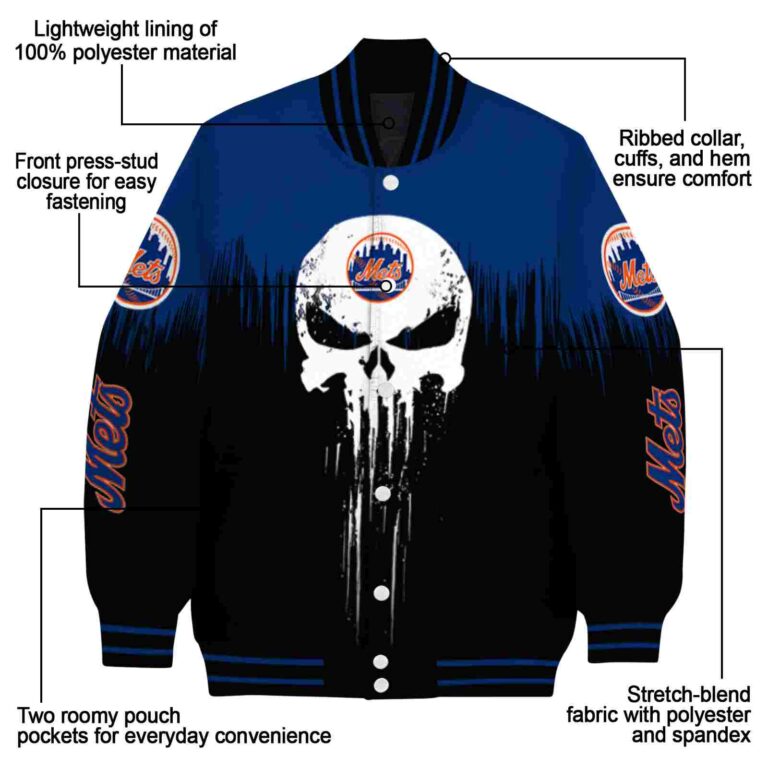 new york mets punisher skull blue black white jacket new arrival jacketwow