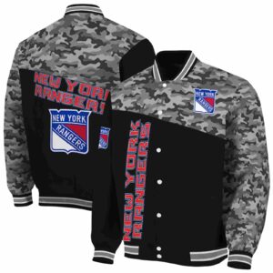 new york rangers camo patchwork black jacket fashion forward jacketwow