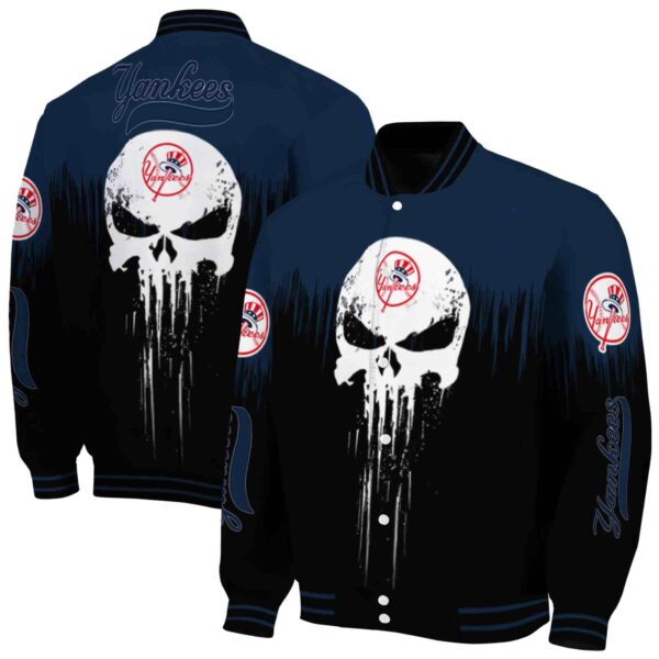 new york yankees punisher skull navy black white jacket fashion forward jacketwow