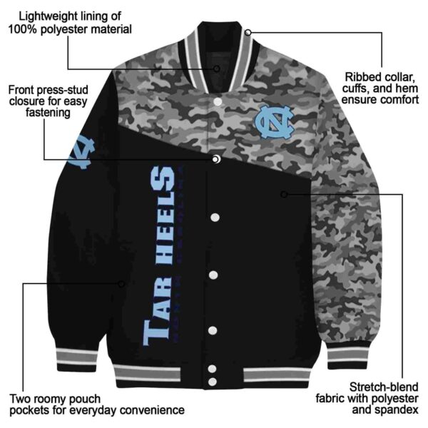 north carolina tar heels camo patchwork black jacket new arrival jacketwow