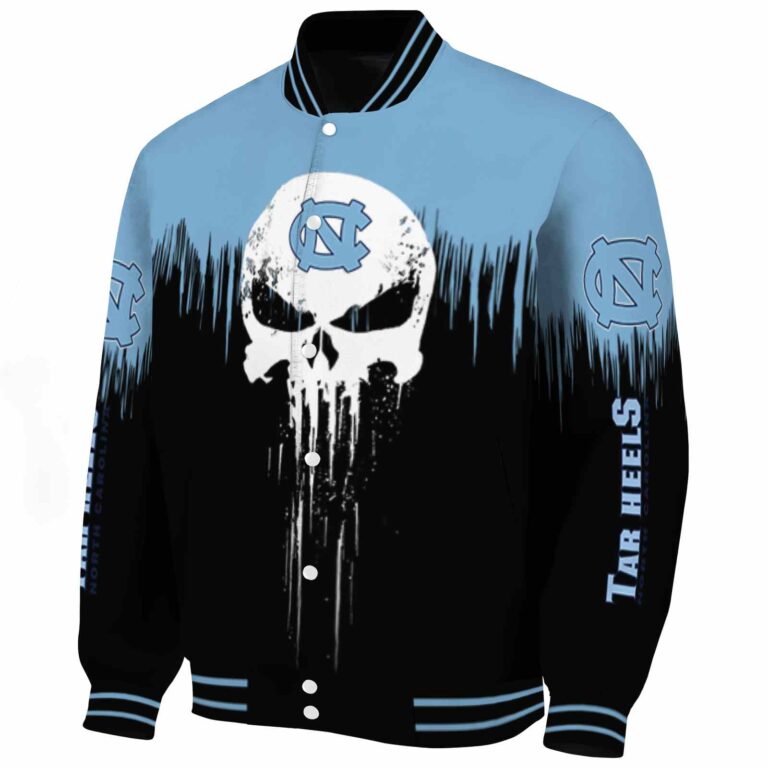 north carolina tar heels punisher skull light blue black white jacket best selling jacketwow