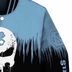 north carolina tar heels punisher skull light blue black white jacket premium grade jacketwow