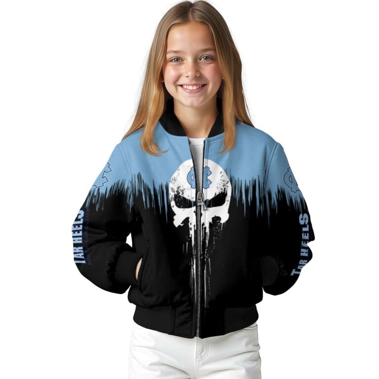 north carolina tar heels punisher skull light blue black white jacket top rated jacketwow