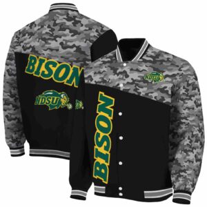 north dakota state bison camo patchwork black jacket fashion forward jacketwow