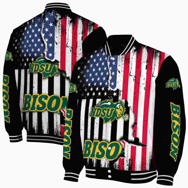 north dakota state bison patriotic theme black jacket fashion forward jacketwow