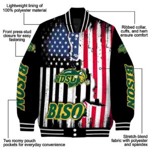 north dakota state bison patriotic theme black jacket new arrival jacketwow