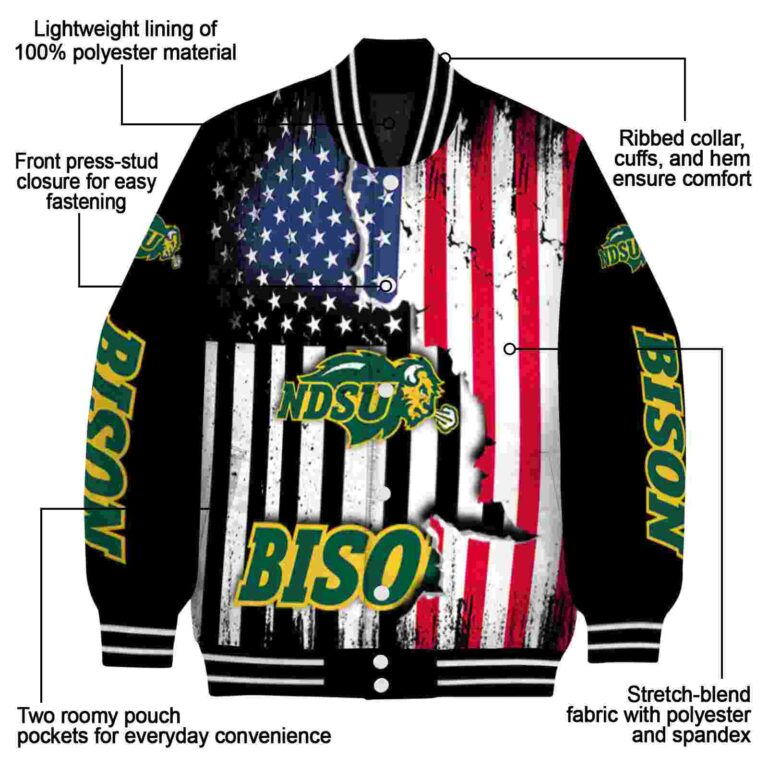 north dakota state bison patriotic theme black jacket new arrival jacketwow