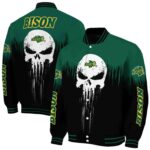 north dakota state bison punisher skull green black white jacket best selling jacketwow