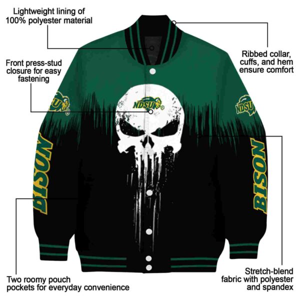 north dakota state bison punisher skull green black white jacket new arrival jacketwow