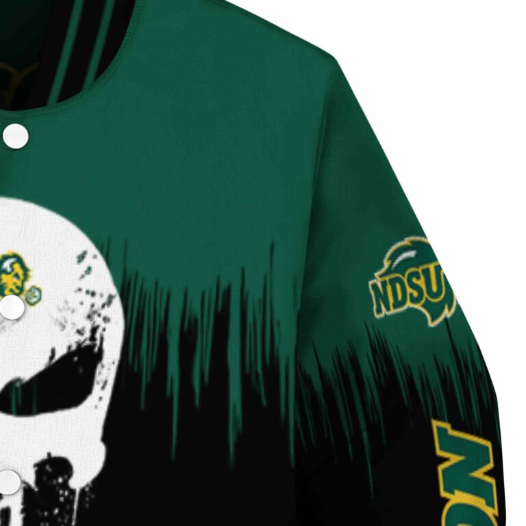 north dakota state bison punisher skull green black white jacket premium grade jacketwow