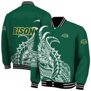 north dakota state bison tribal art green white black jacket fashion forward jacketwow