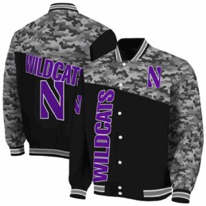 northwestern wildcats camo patchwork black jacket fashion forward jacketwow