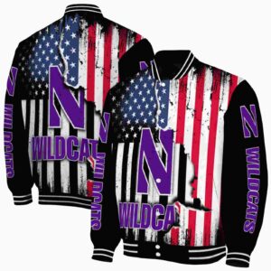 northwestern wildcats patriotic theme black jacket fashion forward jacketwow