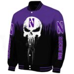 northwestern wildcats punisher skull purple black white jacket best selling jacketwow