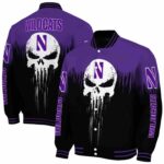 northwestern wildcats punisher skull purple black white jacket best selling jacketwow