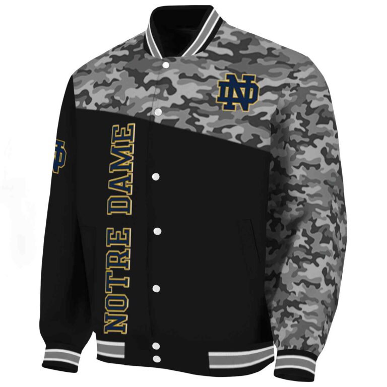 notre dame fighting irish camo patchwork black jacket best selling jacketwow