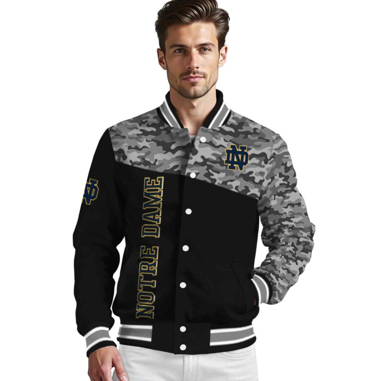 notre dame fighting irish camo patchwork black jacket high quality jacketwow