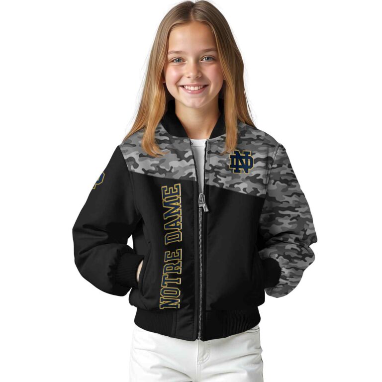 notre dame fighting irish camo patchwork black jacket top rated jacketwow