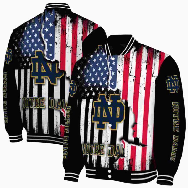 notre dame fighting irish patriotic theme black jacket fashion forward jacketwow