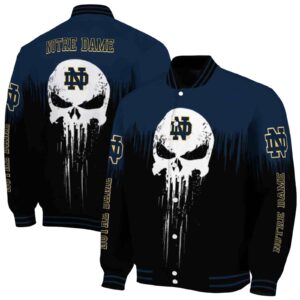 notre dame fighting irish punisher skull navy black white jacket fashion forward jacketwow