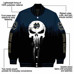 notre dame fighting irish punisher skull navy black white jacket new arrival jacketwow