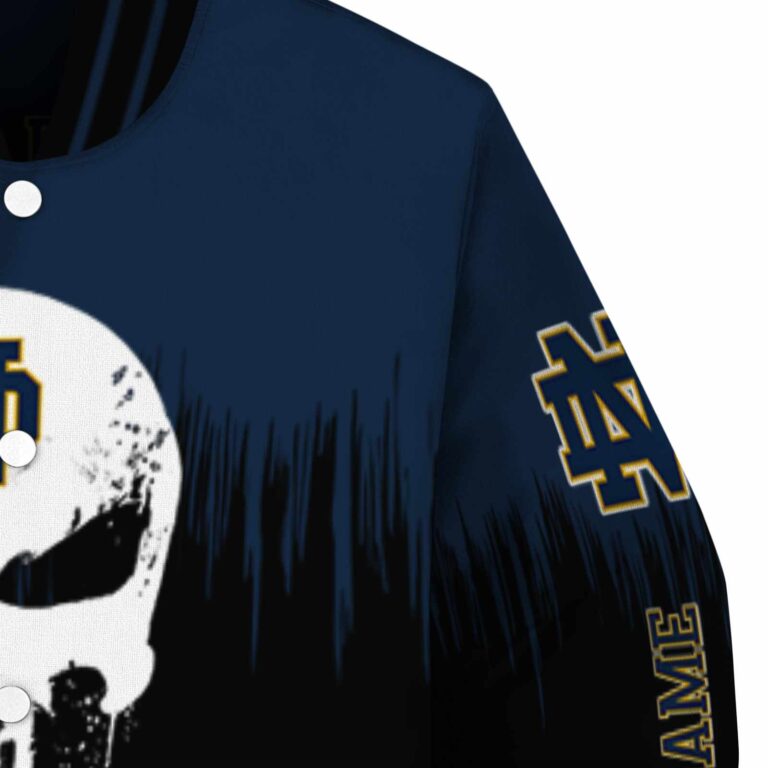 notre dame fighting irish punisher skull navy black white jacket premium grade jacketwow