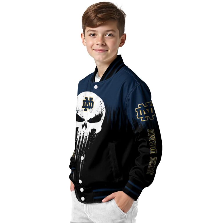 notre dame fighting irish punisher skull navy black white jacket trendy jacketwow