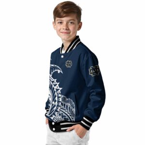 notre dame fighting irish tribal art navy white black jacket trendy jacketwow