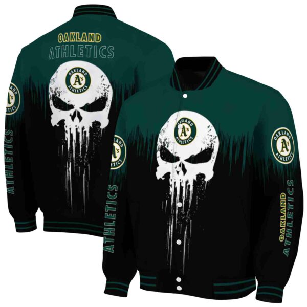 oakland athletics punisher skull green black white jacket fashion forward jacketwow