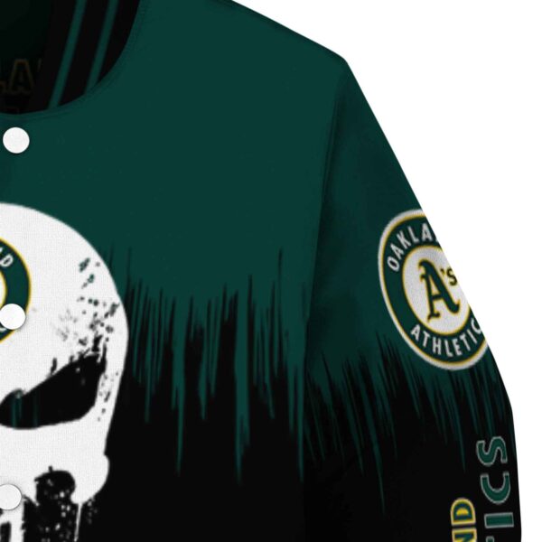 oakland athletics punisher skull green black white jacket premium grade jacketwow