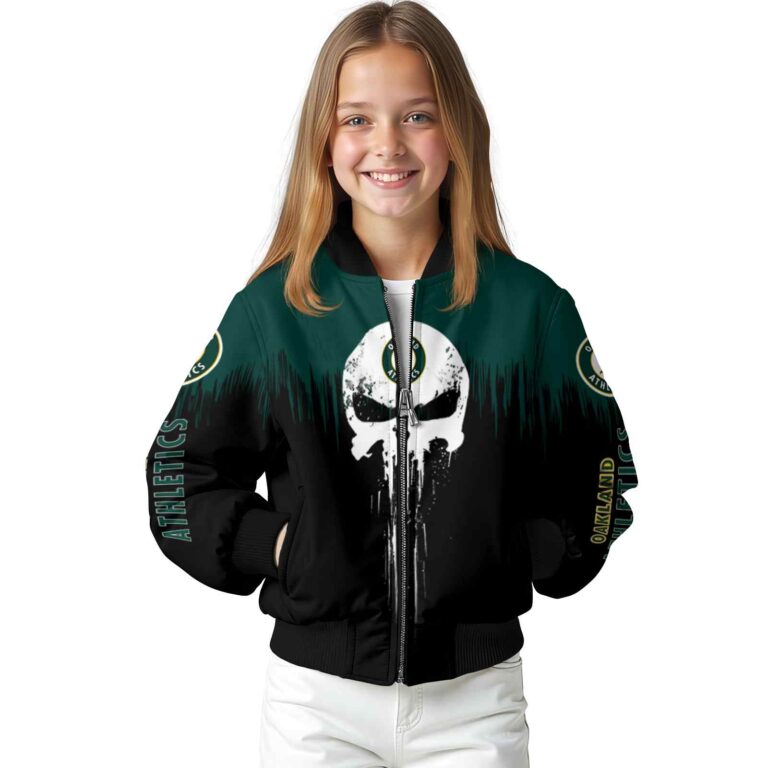 oakland athletics punisher skull green black white jacket top rated jacketwow