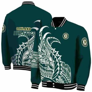 oakland athletics tribal art green white black jacket fashion forward jacketwow