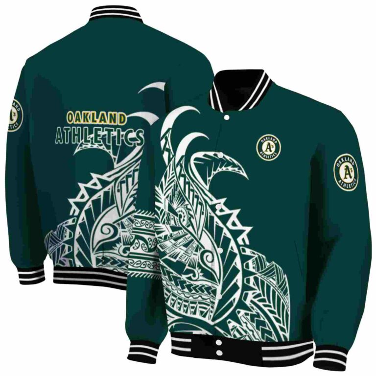 oakland athletics tribal art green white black jacket fashion forward jacketwow
