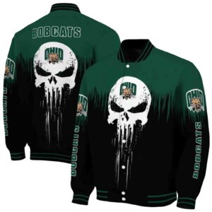 ohio bobcats punisher skull green black white jacket fashion forward jacketwow