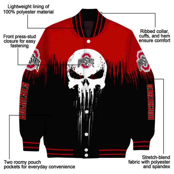 ohio state buckeyes punisher skull scarlet black white jacket new arrival jacketwow