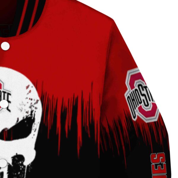 ohio state buckeyes punisher skull scarlet black white jacket premium grade jacketwow