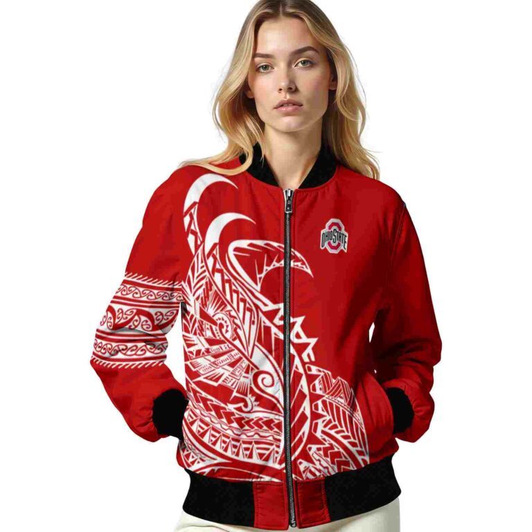 ohio state buckeyes tribal art scarlet white black jacket latest model jacketwow