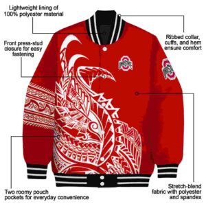 ohio state buckeyes tribal art scarlet white black jacket new arrival jacketwow